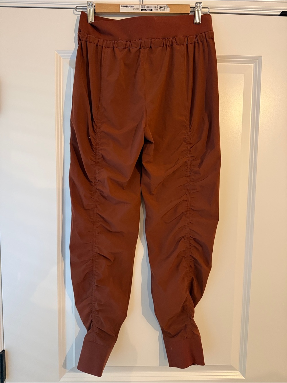 Athleta Peak Hybrid Fleece Rust-Colored Ruched Drawstring Joggers Pant S Tall - Picture 5 of 6